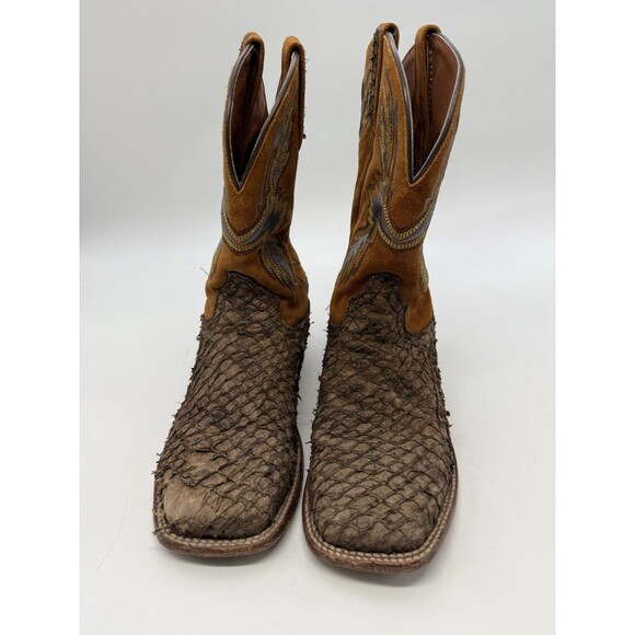 Dan Post Mens Sea Bass Dorsal Embroidered Square Toe Casual Boots Mid Calf Brown - Picture 3 of 13